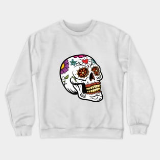 Colorful Calavera Day Of The Dead Sugar Skull With Flowers Crewneck Sweatshirt